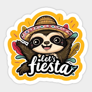 Happy mexican sloth cinco de mayo let's fiesta Sticker